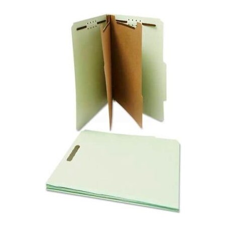 Universal Universal Pressboard Classification Folder, Letter, Six-Section, Gray-Green, 10/Box 10273